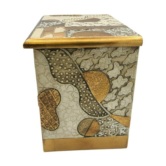 Hand Painted Art Deco Design Drawers Jewelry Box Armoire Cabinet Vintage - Picture 4 of 10